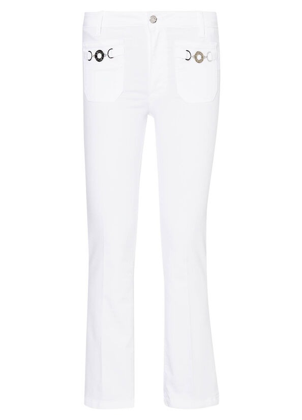 パンツ LIU JO Woman Pants White WA5418T7144 11111 Pantaloni Liu Jo bianchi da donna a palazzo in maglia